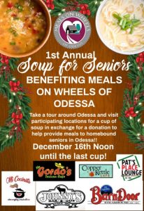 Restaurants donating 100% from Saturday soup event to Meals on Wheels of Odessa
